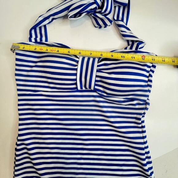 Beverly Swimwear Blue & White Stripe Tankini Swimsuit Top Sz Small - Picture 6 of 9